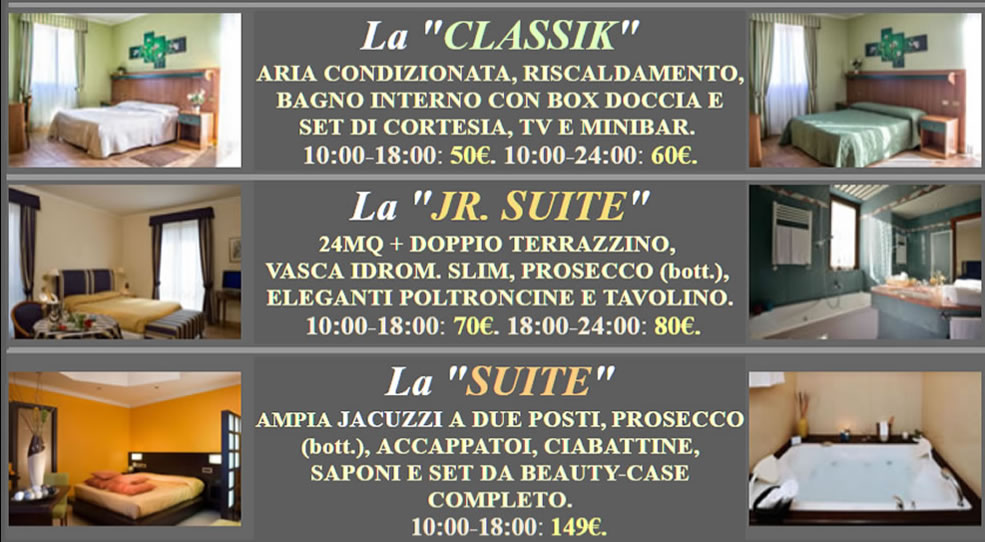 Collegamento a sito web di un albergo a ore a Roma nord.